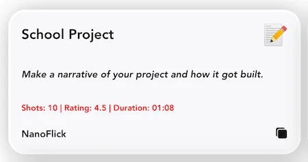 Duplicating a video story template created by someone else, showing the duplicate icon