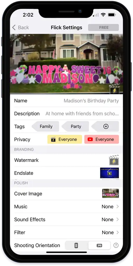 Flick Settings is where you set a flick's visibility.